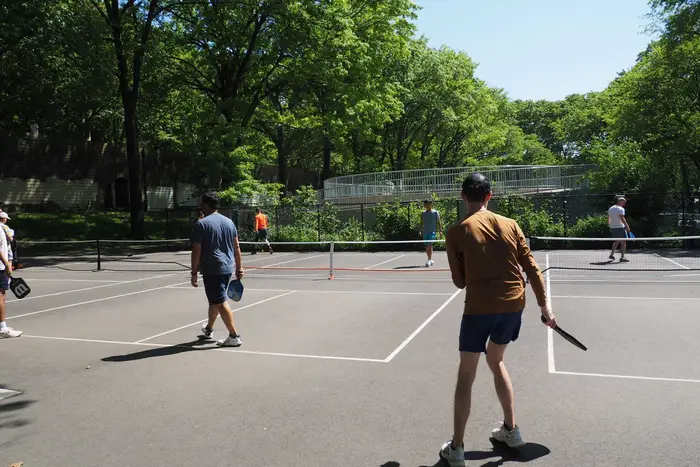 People play pickleball at the courts at Riverside Park on the Upper West Side on May 24, 2024.